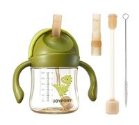 Joypony PPSU - Tazza con beccuccio per bambini da 6 a 36 mesi, a prova di fuoriuscite, con valvola a V e manici, borraccia da 177 ml, senza BPA, per le transizioni, con 2 cannucce in silicone e