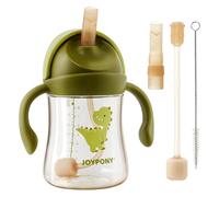 Joypony PPSU - Tazza con beccuccio per bambini da 6 a 36 mesi, a prova di fuoriuscite, con valvola a V e manici, borraccia da 266 ml, senza BPA, per le transizioni, con 2 cannucce in silicone e