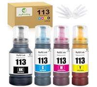 JoyPrinting 113 Pigment Ink Bottle Ricambio per Epson 113 Compatibile con Epson EcoTank ET-5150/ET-5170/ET-5800/ET-5850/ET-5880/ET-16150/ET-16650/ET-16600/ET-M16600/ET-166800 /ET-M1 6680 (confezione