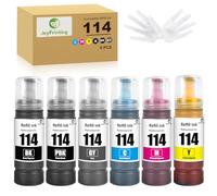 JoyPrinting 114 - Confezione multipla di inchiostro per Epson 114, compatibile con EcoTank ET-8500 ET-8550 (confezione da 6, nero/nero fotografico/ciano/magenta/giallo/grigio)