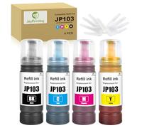 JoyPrinting 4 flaconi di inchiostro 103 per Epson 103 Ecotank compatibile con EcoTank L1110 /L1210/L1230/L1250/L1270/L3100/L3101/L3110 (1 nero, 1 ciano, 1 magenta, 1 giallo)