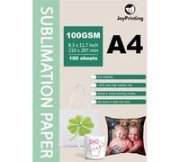 JoyPrinting Carta per sublimazione compatibile con stampanti a sublimazione EPSON, SAWGRASS, RICOH, Brother (A4, 210 x 297 mm, 100 fogli, 125 g/m²)