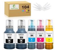 JoyPrinting E104 - Kit di ricarica per inchiostro Ecotank ET-1810 ET-2710 ET-2711 ET-2712 ET-2714 ET-2715 ET-2720 ET-2721 ET-2726 ET-2810 ET-2811 (140 ml. K, 70 ml di colore)