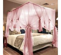 Joyreap Elegante tenda da letto a baldacchino a 4 angoli, per ragazze e adulti, accessori per la decorazione di grandi dimensioni, per letto queen size, rosa