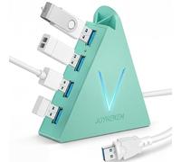 JoyReken FlyingVHUB Hub USB 3.0 a 4 porte con cavo esteso da 0,6 m, hub USB verticale per Mac, PC, Xbox One, PS4, PS5, iMac, Surface Pro, XPS, laptop, desktop, unità flash, HDD mobile (verde)