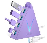 JoyReken Hub Tower USB 3.0 a 4 porte con cavo da 0,6 m, splitter USB per laptop, PC, PS4, PS5, Xbox, mouse, tastiera, hard disk, HDD mobile (viola chiaro)