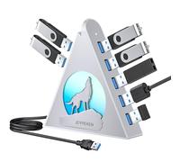 JoyReken Hub USB 3.0, 7 porte, cavo da 6 m, design verticale, argento