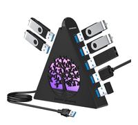 JoyReken Hub USB 3.0 a 7 porte, splitter hub USB verticale con illuminazione albero RGB, trasferimento dati ad alta velocità da 5 Gbps e cavo di prolunga da 6 m, compatibile con PC, MacBook, laptop