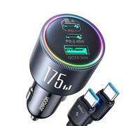 JOYROOM 175W 3 Porte Carica Batteria per Auto con Cavo USB-C 100W, [3 GaN Chip] Caricatore Auto USB C, PD100W & QC3.0 Accendisigari Auto per iPhone17/16/15/Samsung S25/Smartphone/iPad/MacBook/Laptop