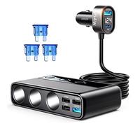 JOYROOM 210W Sdoppiatore Presa Accendisigari per Auto, USB Auto Splitter Accendisigari, 12V/24V 3 Prese Accendisigari, Adattatore Accendisigari QC3.0 & PD, Caricabatteria Auto LED Voltmetro per GPS