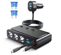 JOYROOM 227W Sdoppiatore Presa Accendisigari per Auto 9 in 1, USB Auto Splitter Accendisigari, con cavo retrattile da 80 cm da 45 W, 12V/24V 3 Prese Accendisigari, per iPhone 17/Samsung/accessori auto
