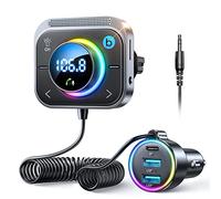 JOYROOM 96W Trasmettitore Bluetooth per Auto,【60W PD & Dual 18W QC】【Bassi & Hi-Fi Stereo】Bluetooth 5.4 Auto, Adattatore Chiamata Vivavoce & Luci LED, Supporta Bluetooth & Aux & Scheda TF
