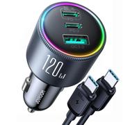JOYROOM JR-CCN07 120W Dual PD+QC3.0 Caricabatteria da auto a 3 porte (grigio scu