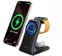 Joyroom JR-W15 - Stazione di ricarica wireless 3 in 1, ricarica rapida per iPhone, AirPods e Apple Watch, design compatto, certificato Qi, colore: nero