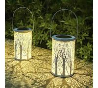 Joysing Lanterne Solari da Esterno 2 Pezzi Lanterne Solari da Giardino, Luci Solare da Appendere IP44 Impermeabile Lampade Solare da Esterno per Patio Terrazza Cortile Decorazioni