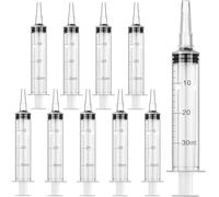 JOYSKY 10 siringhe in plastica da 30 ml, con coperchio, siringa sterile, senza ago per laboratorio scientifico, misurazione del liquido e erogazione di alimentazione degli animali, irrigazione delle