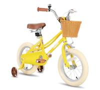 JOYSTAR 16 pollici bicicletta per bambini con ruota di allenamento e cestini, bicicletta per bambini per 4-7 anni ragazze,Giallo