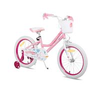 JOYSTAR 18 pollici bicicletta per bambini per ragazze di 6-9,18 pollici con ruote di supporto e cesto, Rosa chiaro