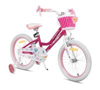 JOYSTAR 18 pollici bicicletta per bambini per ragazze di 6-9,18 pollici con ruote di supporto e cesto, Rosa