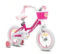 JOYSTAR Angel 12/14/16/18/20 Pollici Bicicletta per Bambini per Ragazze 2-10 Anni, Biciclette per Bambini con Stabilizzatori e Cestino, Freno a Pedale e Freno a Mano, 18/20 Pollici con Cavalletto, 20