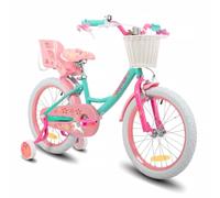 JOYSTAR Bicicletta per bambini unicorno da 18 pollici per bambine da 5 a 8 anni, bicicletta per bambini da 18 pollici con stabilizzatori & Kickstand,verde…, BIKE049gr-18