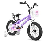 JOYSTAR Pluto, bicicletta per bambini da 12 pollici per maschietti e femminucce dai 2 ai 4 anni. Bicicletta per bambini da 12 pollici con rotelle e cestino. Viola