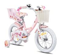 JOYSTAR Unicorn 12/14/16/18 Pollici Bicicletta per Bambini per Ragazzi e Ragazze dai 2 ai 9 Anni, Bicicletta per Bambini con Stabilizzatori, Festoni, Cestino e Seggiolino per Bambole, 18 Pollici con C