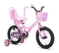 JOYSTAR Zinnia - Bicicletta per bambini da 14 pollici per bambine da 3 a 5 anni con stabilizzatori e cestello e striscioni, colore: rosa