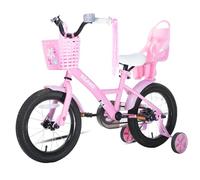JOYSTAR Zinnia Bicicletta per bambini da 3 a 5 anni, 14 pollici, con ruote di supporto e Baket e stelle filanti, rosa