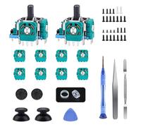 Joystick di ricambio per controller PS5, parti del modulo joystick 3D AOLION 3D, 55 parti del controller con 8 potenziometri, 2 joystick, levetta, 10 anelli protettivi e altro nero