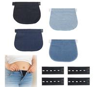 Joysuelly 4 Pezzi Estensori Cintura Premaman, Allarga Pantaloni Cintura Bottone Allarga Pantaloni Gravidanza Pulsante Elastici Estensione Vita per Donne Incinte(Nero Blu navy Blu scuro Azzurro)