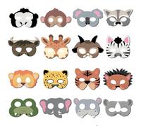 Joysuelly Set di maschere per animali della giungla, 16 pezzi, maschere per bambini, animali della giungla, per compleanno, carnevale e feste a tema, leone, scimmia, zebra, elefante e altro ancora
