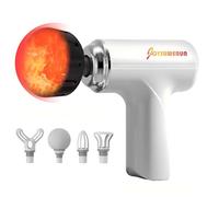 JOYSUWERUN Pistola massaggiante con funzione di calore, bianca, massaggiatore professionale per tessuti profondi con 6 accessori, dispositivo elettrico portatile a percussione per recupero muscolare