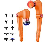 JOYSUWERUN Pistola massaggiante professionale, arancione, massaggiatore a percussione a 10 velocità con display a LED, 8 testine intercambiabili per il recupero profondo dei tessuti