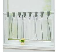 Joyswahl Leonie - Tende trasparenti con zampe, passanti, per cucina, decorazione della finestra, 45 x 120 cm, colore: Grigio