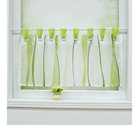 Joyswahl Leonie - Tende trasparenti con zampe, passanti, per cucina, decorazione della finestra, 60 x 90 cm, colore: verde