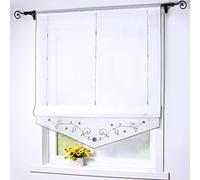 Joyswahl Lisa - Tenda a pacchetto in voile, trasparente, con coulisse, ricamata, 60 x 140 cm, colore: grigio, confezione da 1