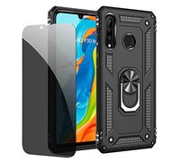 JOYTAG cover per Huawei P30 Lite Nero Custodia con Privacy Pellicola Protettiva Vetro Temperato