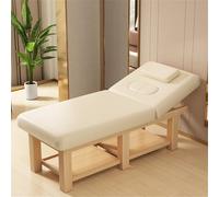 Joytar Lettino da massaggio in legno massello, lettino da massaggio professionale fisso e resistente, lettino per fisioterapia, spa, lettino per il viso, ceretta per tatuaggi, 190x80 cm(Beige)