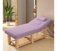 Joytar Lettino da massaggio in legno massello, lettino da massaggio professionale fisso e resistente, lettino per fisioterapia, spa, lettino per il viso, ceretta per tatuaggi, 190x80 cm(Purple)