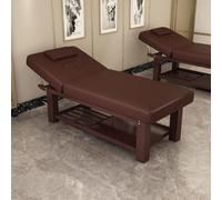 Joytar Lettino da massaggio professionale fisso, lettino per trattamenti viso spa ad alta resistenza, lettino per estetica in legno massello con fori, lettino per fisioterapia, 185x70 cm(Brown)