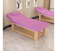 Joytar Lettino da massaggio professionale fisso, lettino per trattamenti viso spa ad alta resistenza, lettino per estetica in legno massello con fori, lettino per fisioterapia, 185x70 cm(Pink)