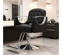 Joytar Poltrona da barbiere per parrucchiere, poltrona da salone di bellezza regolabile con poggiapiedi, superficie in pelle PU, per parrucchiere, attrezzatura per centro estetico(Black,B)