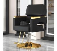 Joytar Poltrona da salone per parrucchieri, resistente, con poggiapiedi, altezza regolabile, girevole, poltrona, per saloni professionali e barbieri(Gold)