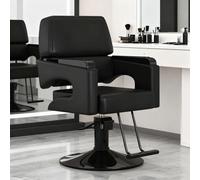 Joytar Poltrona da salone per parrucchieri, resistente, con poggiapiedi, altezza regolabile, girevole, poltrona, per saloni professionali e barbieri(Black)