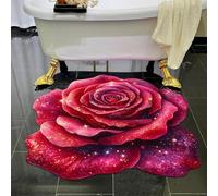 Joytar Tappetino da pavimento in peluche floreale e terra di diatomee, tappetino da bagno in diatomite, tappetini con fiori 3D, super assorbenti,per camera da letto, ingresso(B,140cm)