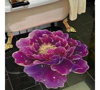 Joytar Tappetino da pavimento in peluche floreale e terra di diatomee, tappetino da bagno in diatomite, tappetini con fiori 3D, super assorbenti,per camera da letto, ingresso(G,80cm)