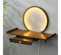 Joytar Tavolino da altare in stile giapponese con LED, tavolo da altare in legno per tempio domestico, tavolo da meditazione in legno con piastra telescopica, per piccoli spazi(B,50cm)