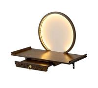 Joytar Tavolo Puja a parete con LED, tavolo altare per tempio domestico con piastra telescopica, supporto per statua di Buddha per sala studio, sala yoga(A,50cm)