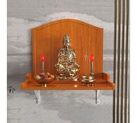 Joytar Tempio Pooja in legno, altare del Buddha a parete, tavolo dell'altare del santuario, per riporre oggetti per il culto e la preghiera(A,48 * 40 * 45cm)